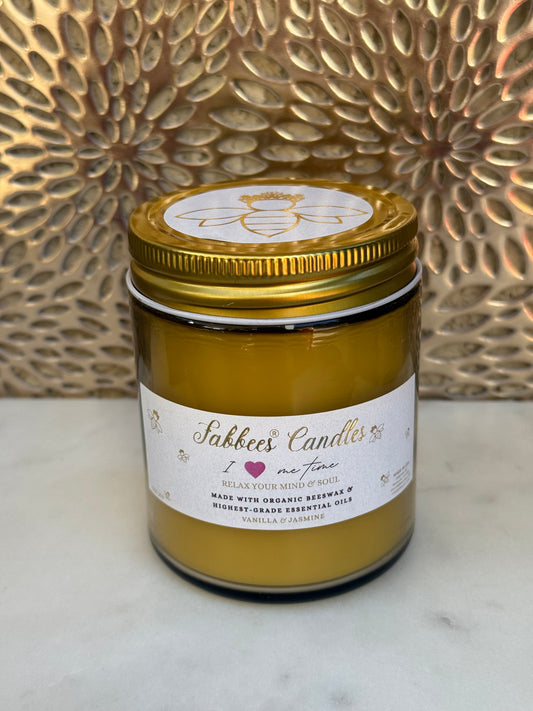 Organic- Aromatherapy Beeswax Candle (Sweet Vanilla-Jasmine) scent 8oz